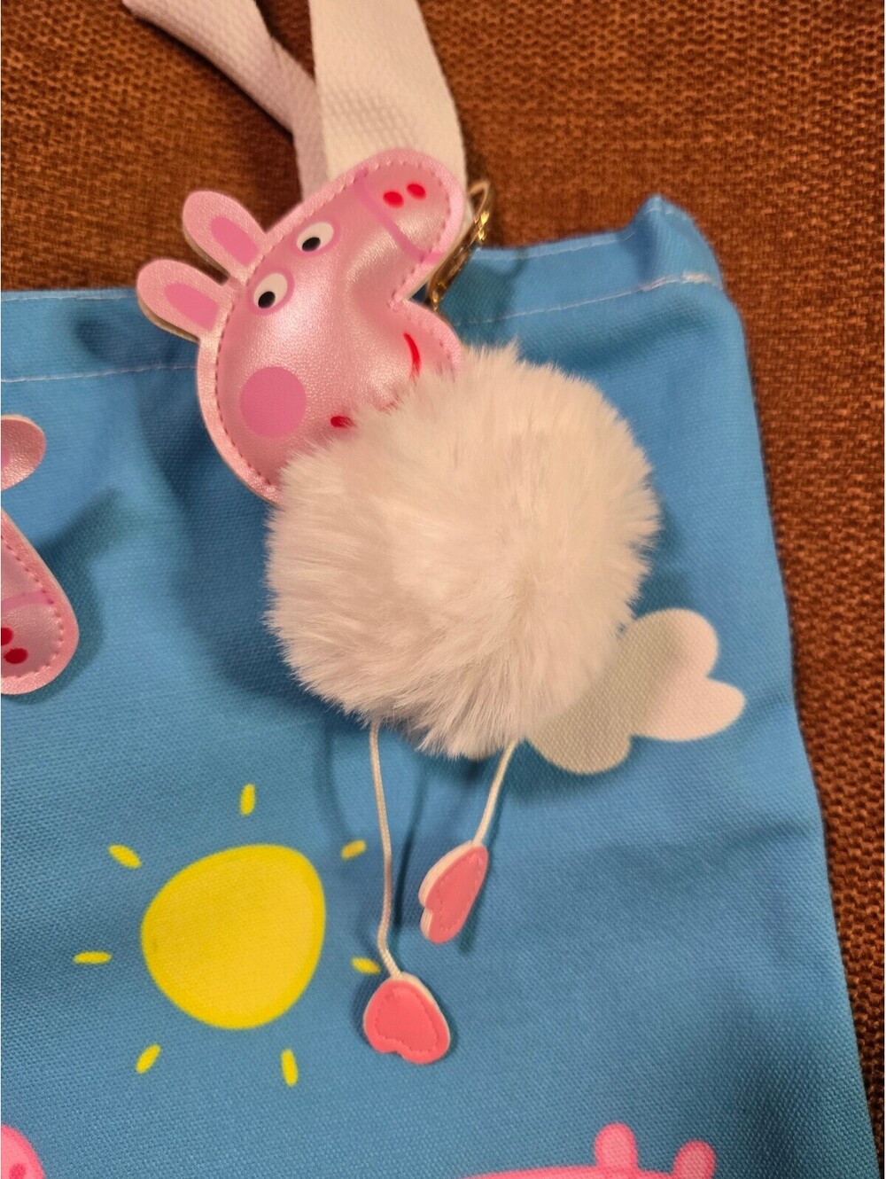 Dulami Peppa Pig White Pom Pom Bag Charm Keychain